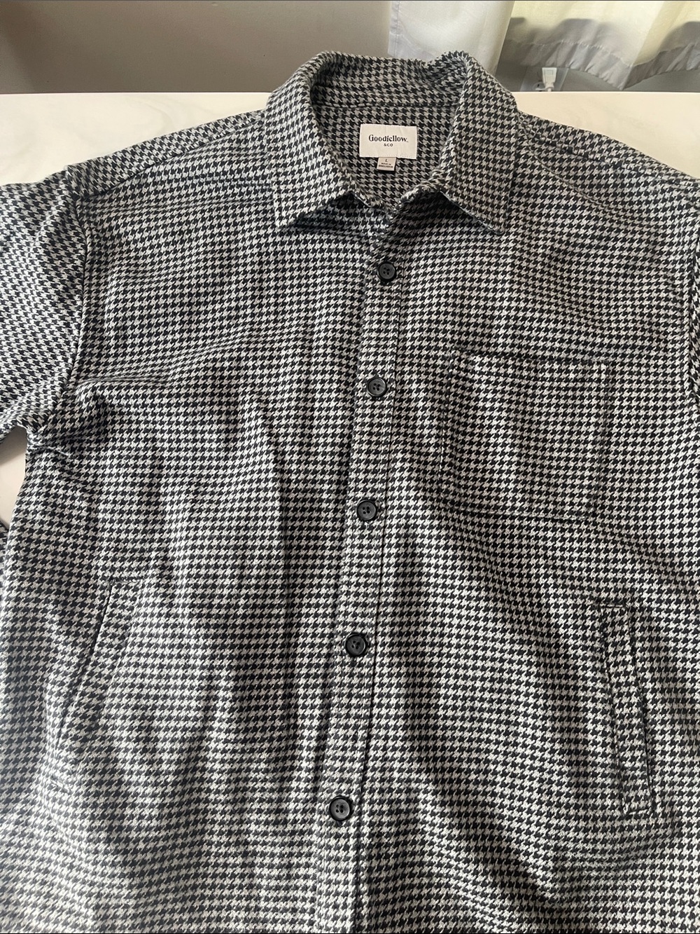 Goodfellow & Co Black and White Houndstooth Button-Down Shirt